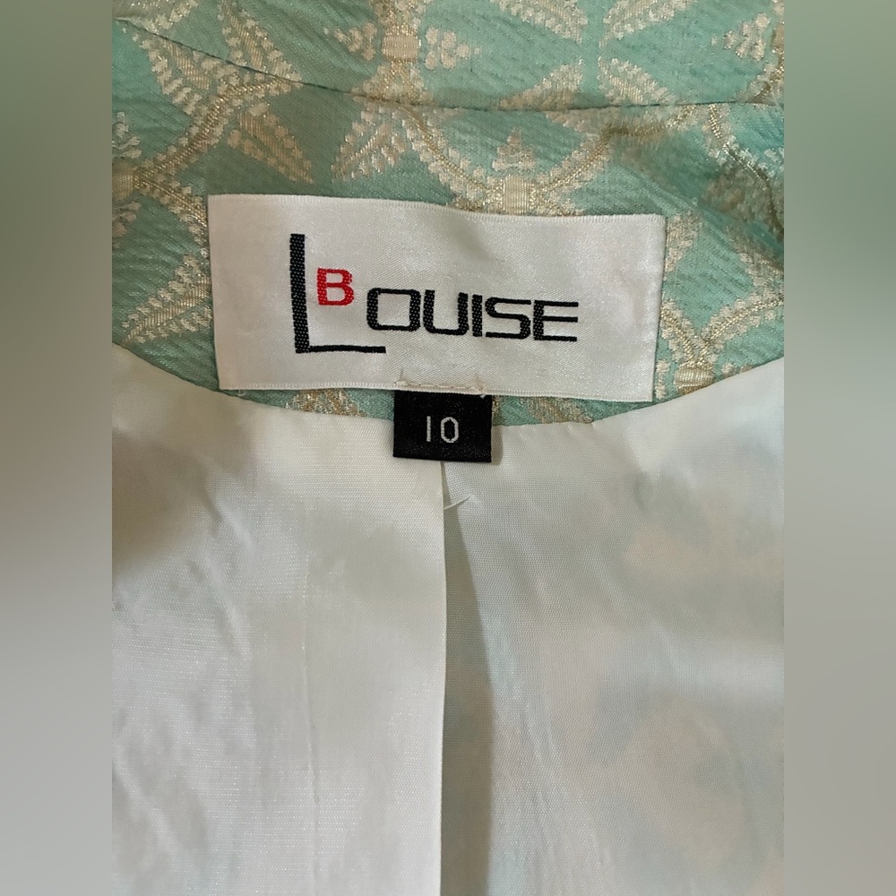Vintage 80s/90s B. LOUISE Mint Green Brocade Skirt Suit Set - Picture 11 of 16